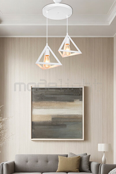 Modelight PRİZMA 2Lİ AVİZE BEYAZ SALON-OTURMA ODASI-ÇOCUK ODASI-YEMEK-YATAK ODASI--ANTRE-MUTFAK