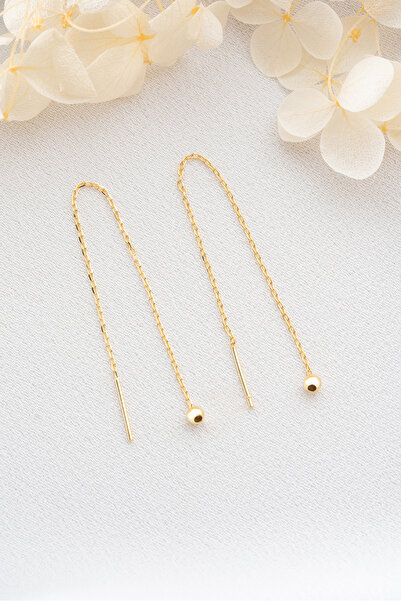 Silvano Jewelry 925 Ayar Gümüş Zincirli Top Küpe