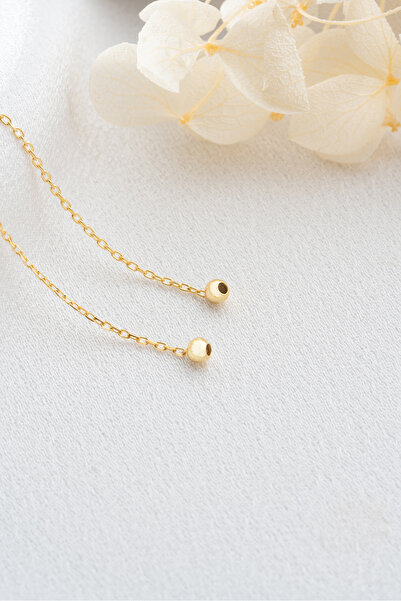 Silvano Jewelry 925 Ayar Gümüş Zincirli Top Küpe