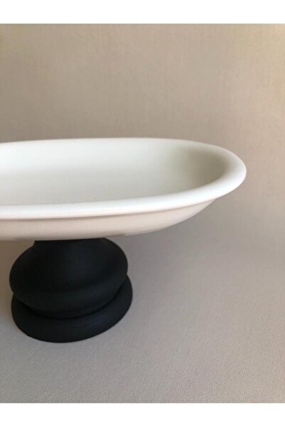 NORDHUS Siyah Beyaz Oval Ayaklı Sunum Tabağı