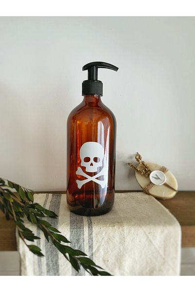 Atölye Merdiven Sticlă de săpun lichid din sticlă chihlimbar Dozator de săpun pentru vase 500 ml Decorativ