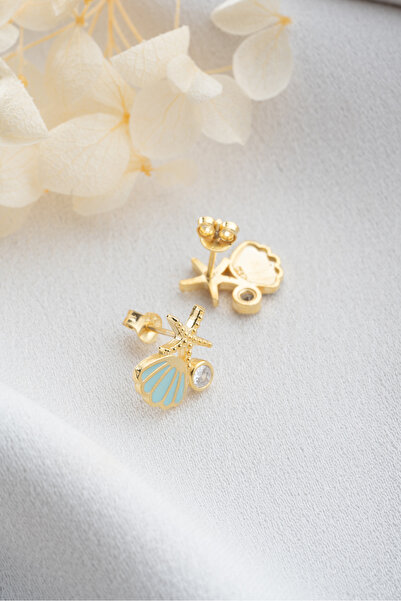 Silvano Jewelry 925 Ayar Gümüş Çivili Deniz Kabuğu Küpe