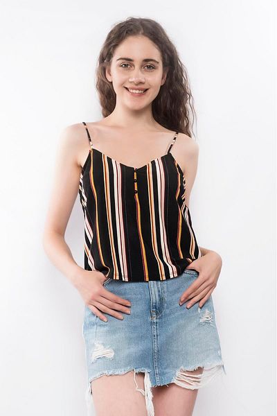 Miss Murem Black Mustard Blouse with Drop Buttons