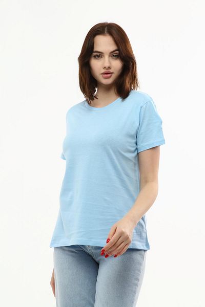 Miss Murem Baby Blue Basic Round Neck T-Shirt