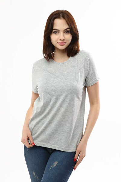 Miss Murem Round Neck Basic T-shirt-grey