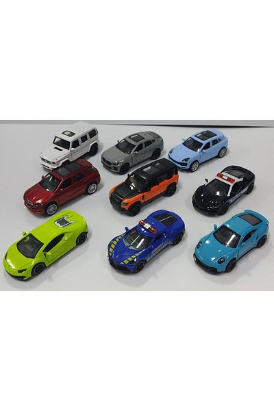 Tower Toys سحب قطرة 1:43 سيارة معدنية قابلة للفتح مجموعة من 9 قطع سيارات