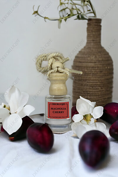 DEKORLUQUE Magnolia Cherry Asmalı Araç Kokusu, Ipli Oto Araç Parfümü, Araba K...