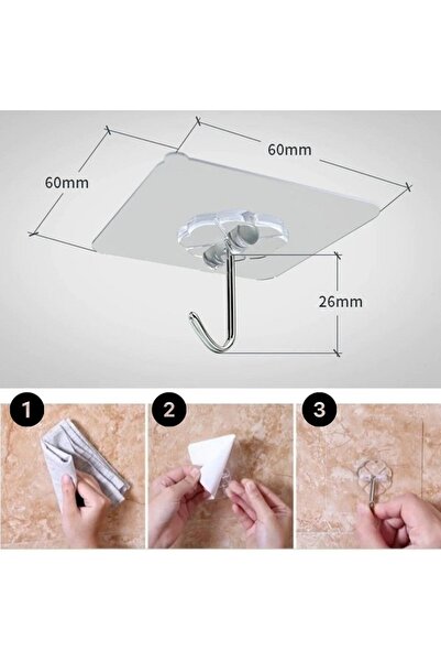 Morza 12 Adet Şeffaf Güçlü Kendinden Yapışkanlı Kapı Duvar Askısı Kanca