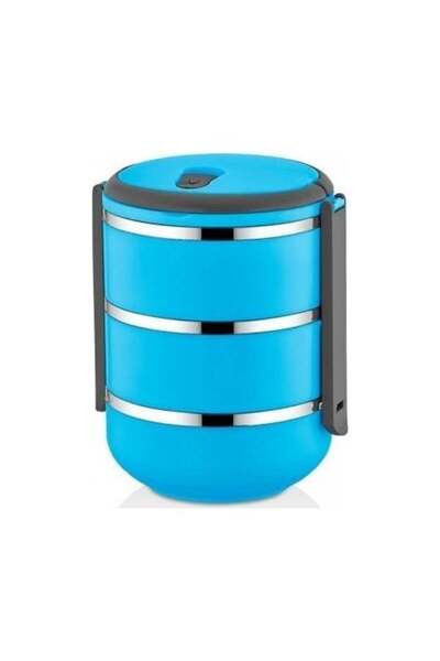 Penguen Png-6002 Paslanmaz Yemek Termosu 3 Katlı Mavi - Sefer Tası