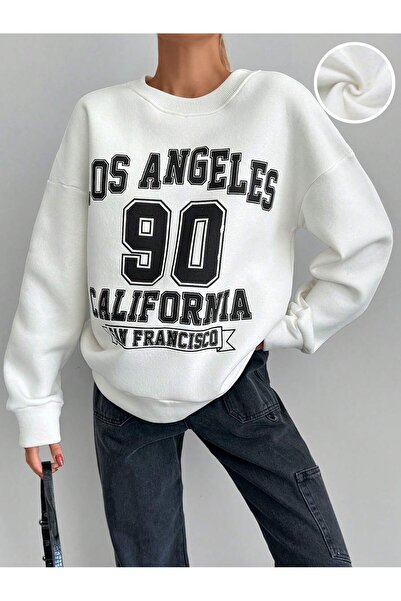 Jose Clothing oversized Φούτερ με μακρυμάνικο καρτούν με τύπωμα επένδυση fleece