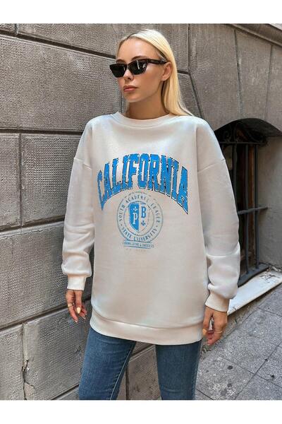 Jose Clothing oversized Κομμένο σε με τύπωμα Μακρυμάνικο επένδυση fleece Φούτερ