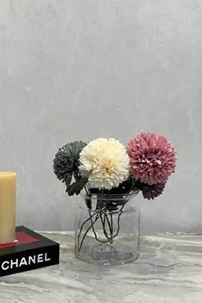 P H Panayır Home Cam Şeffaf Küçük Boy Pampas Vazo Saksı Çiçeklik