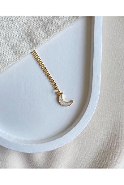 Asia by Leuvoié Altın Kaplama Sedefli Hilal Ay Kolye