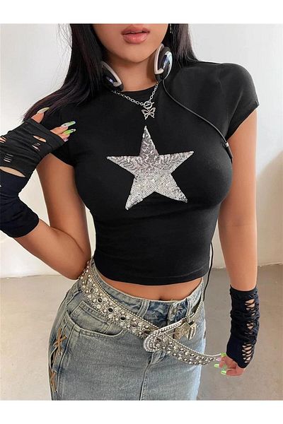 Touz Moda Μπλούζα με παγιέτες με αστεράκι