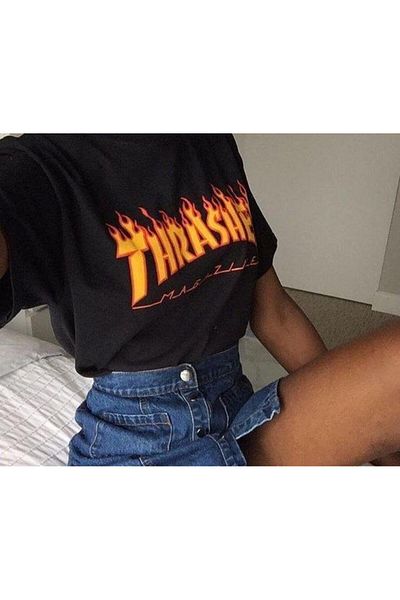 Touz Moda Thrasher Unisex Oversize Μαύρο T-shirt