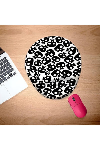 UcuruStore Χαριτωμένο οβάλ mouse pad με σχέδιο κρανίου και στήριγμα καρπού