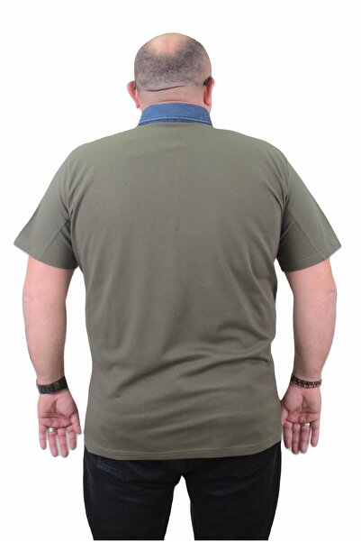 MocGrande KHAKI Large Size Polo Denim Collar T-Shirt - 23420