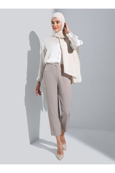 Refka Classic Trousers with Clamp Detail - Light Mink -