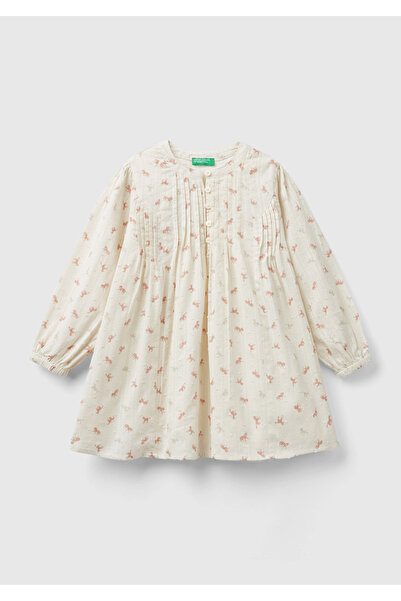 United Colors of Benetton Mini rochie de muselină pentru fetiță, căptușită cu...