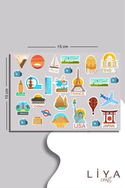 LiyaCraft Travel Gezgin Sticker Set-Planner Ajanda Bullet Journal İçin Uygun Set