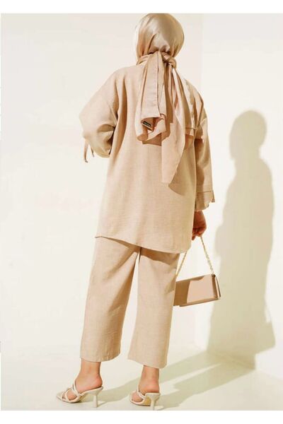 YILMAZBARMAZ women's buttoned linen double suit