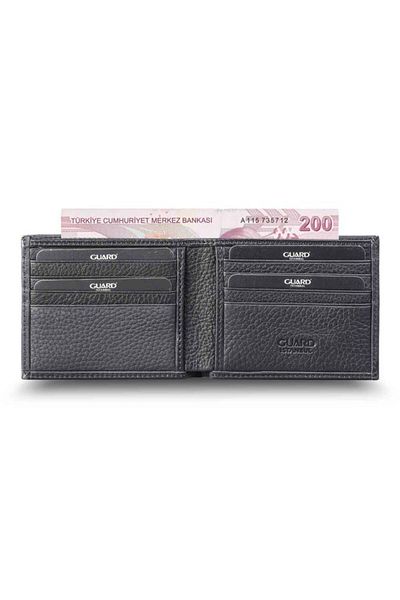 GUARD Matte Black Classic Genuine Leather Men's Wallet P171