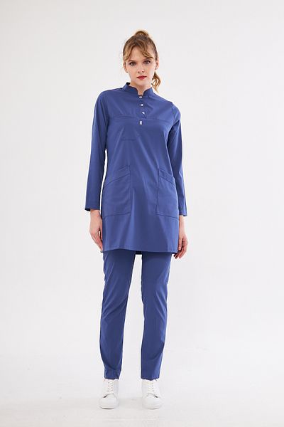 Class Üniforma Blue Lycra Hijab Storm - Women Nurse and Doctor Scrubs