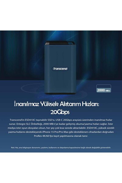 Transcend TS2TESD410C 2TB, External SSD, ESD410C, USB20Gbps, Type C