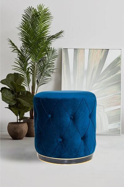 Zem Chester Puf, Lacivert Gold