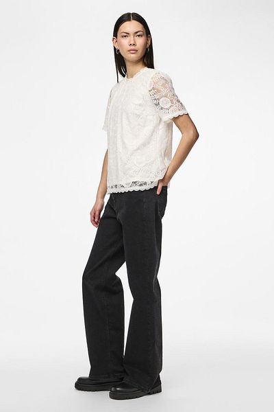 PIECES PCOLLINE SS SPITZENTOP NOOS
