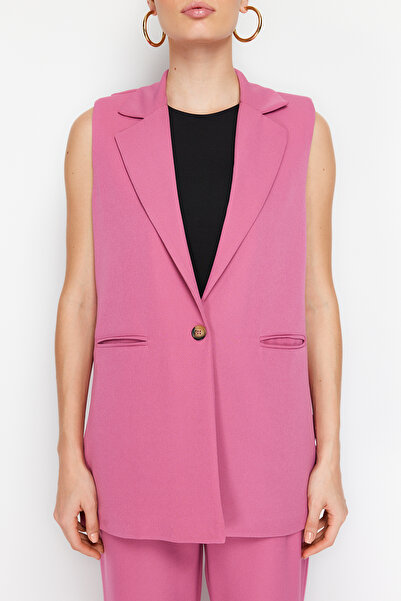 Trendyol Collection Lila szőtt mellény és széles szárú nadrág szett - normál szabású TWOSS24AU00019