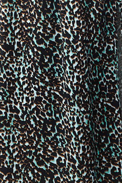 Trendyol Collection Синя двобортна ткана сукня максі з леопардовим принтом TWOSS23EL01892