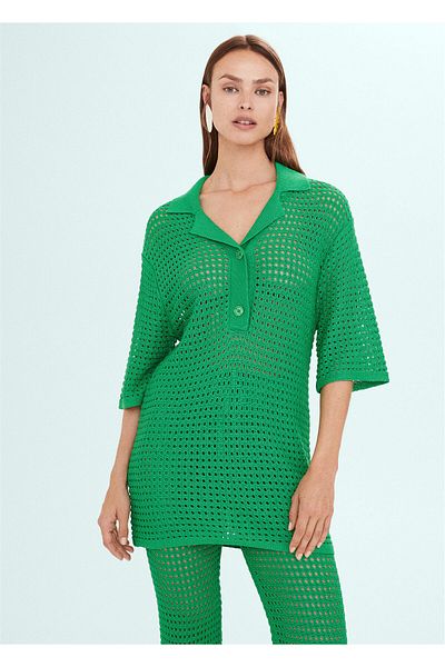 MANGO Woman Zöld női pulóver 57010379