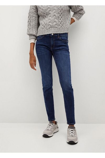 MANGO Woman Pantaloni de damă, blugi închis, blugi Kim, skinny push-up