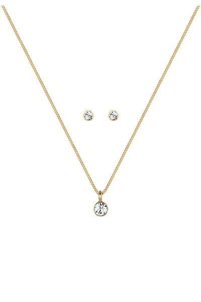 ELLI Schmuckset Kette Stecker Kristalle 925er Silber