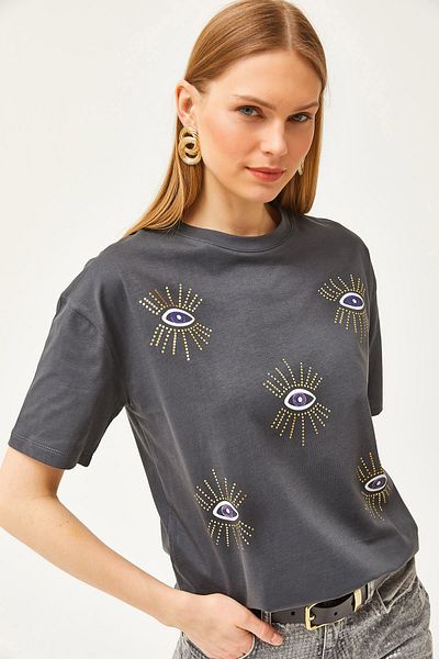 Olalook Detailní dámské tričko s potiskem Smoked Eye TSH-19000770