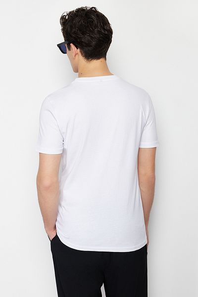Trendyol Collection 100% бавовна Біла футболка з принтом з облягаючим кроєм TMNSS20TS0092