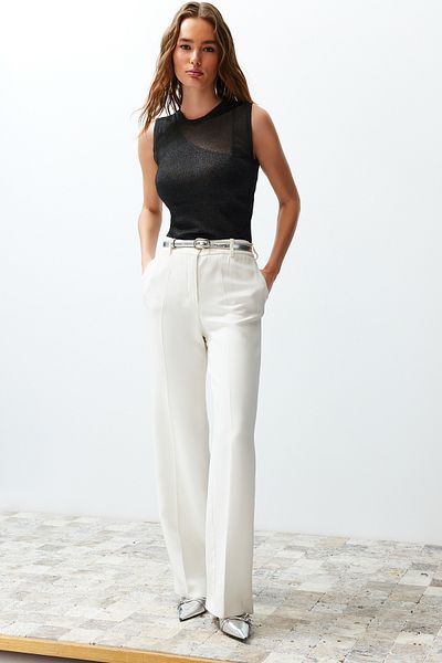 Trendyol Collection Μαύρη Crop Διαφανής Πλεκτή Μπλούζα TWOSS24BZ00148