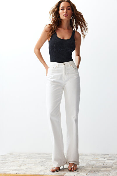 Trendyol Collection Černý starožitný/bledý efekt Bavlna Pružný bazénový límec Flexibilní patentka Pletené tělo TWOSS24BD00002