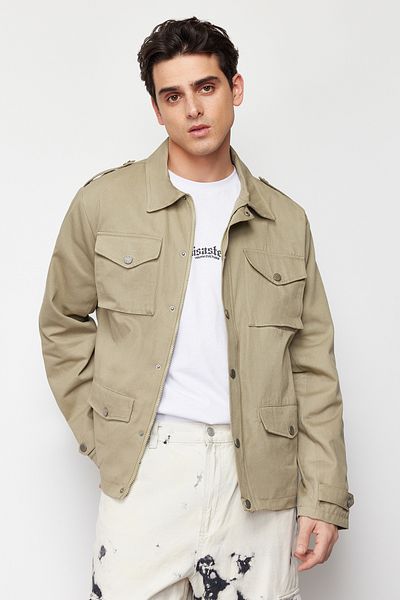 Trendyol Collection Μπουφάν Gabardine Khaki - Regular Fit TMNSS24CE00007