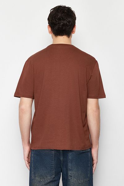 Trendyol Collection Scenery Printed Brown Oversize Cotton T-Shirt - Tmnss23Ts00206