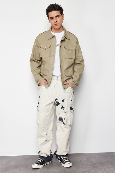 Trendyol Collection Μπουφάν Gabardine Khaki - Regular Fit TMNSS24CE00007