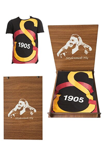 Galatasaray Lisanslı Siyah Büyük Logolu T-Shirt - İcardi Ahşap Kutulu