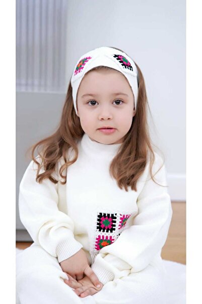 Meriç bebe Girl's Lace Motif 3-Piece Knitwear Set with Hair Band