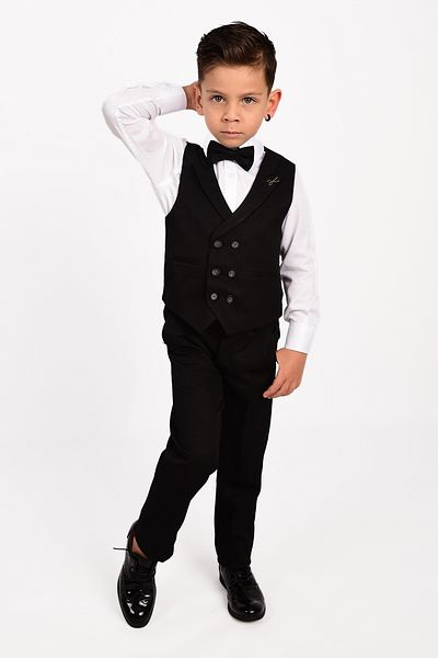 Sevimlice Kids Boy's Vest Scissor Collar Bow Tie Suit Tuxedo