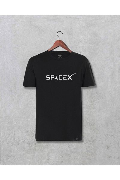Pisa Art Μαύρο μπλουζάκι με τυπωμένο κείμενο Elon Musk Spacex Space X Design