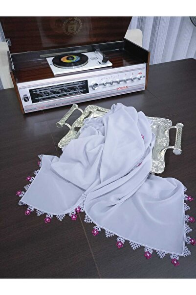 İyisini İstersen KENARLARI EL YAPIMI TEK MEKİK VE İĞNE OYALI KREP GRİ MEVLÜT ...