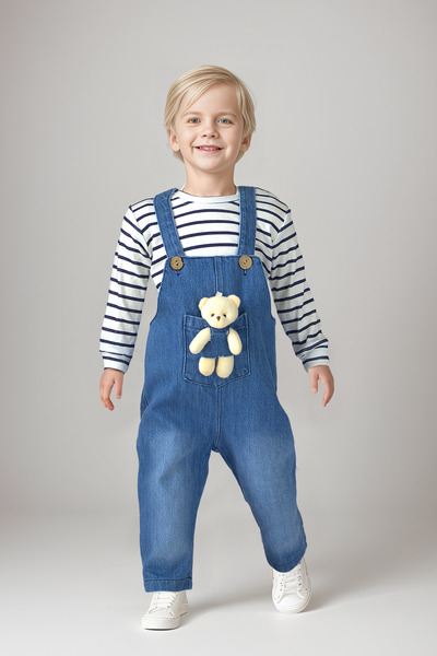 Supriz Sepeti Unisex Teddy Bear Denim Slopet Jumpsuit