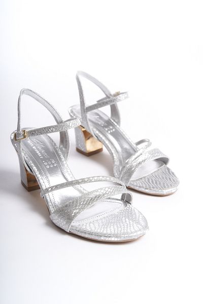 ZİESCE PANTOFI DE DAMA CU TAC CU MODEL PIELE DE SARPE CU BANDA ARGINTIE