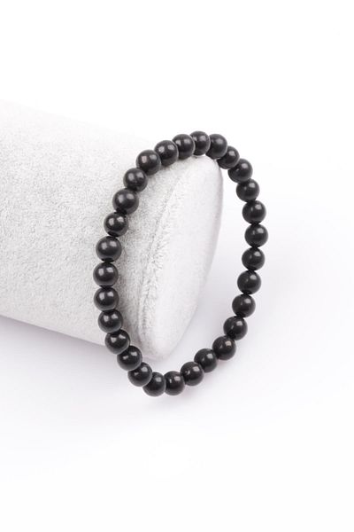 Big Shopia 6 mm Sphere Cut Shungite Natural Stone Bracelet